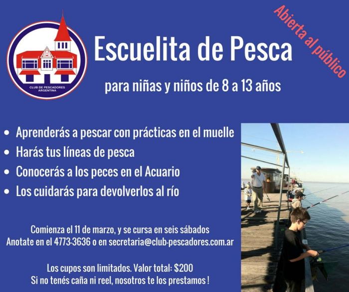 El 11/3 inicia un nuevo curso de la Escuela de Pesca para Niños