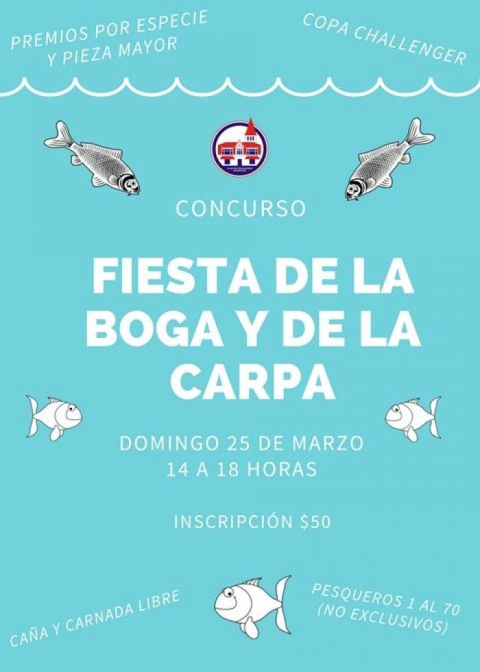 El domingo 25 de marzo se realizará una nueva edición de la "Fiesta de la boga y de la carpa" Copa Challenger