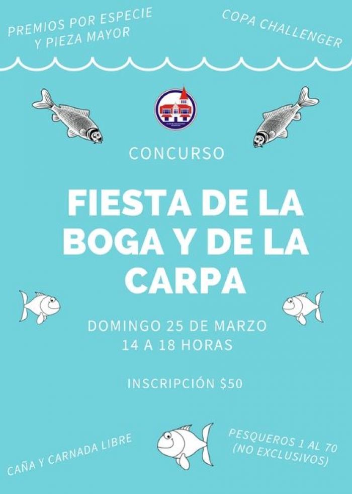 El domingo 25 de marzo se realizará una nueva edición de la &quot;Fiesta de la boga y de la carpa&quot; Copa Challenger