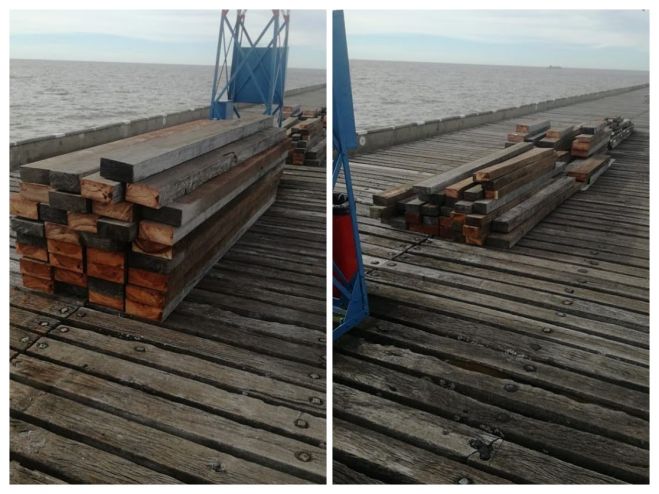 Preparación de tirantes para su instalación en el muelle