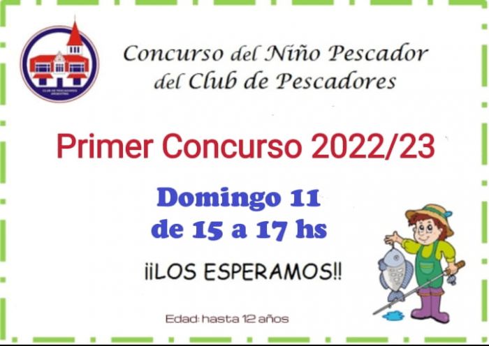 El domingo 11 de setiembre es el primer Concurso del Niño Pescador de la temporada 2022/23