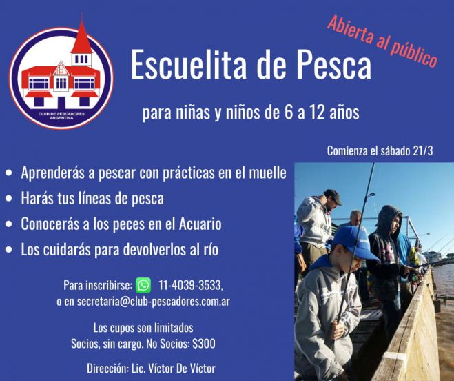 El 21 de marzo comienza un nuevo ciclo de la Escuela de Pesca para Niños