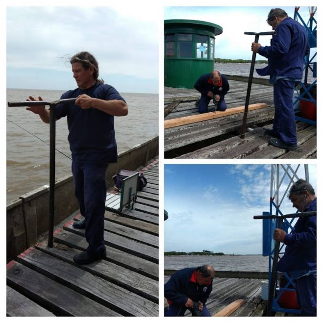 Renovación de durmientes en el muelle de la Sede Central