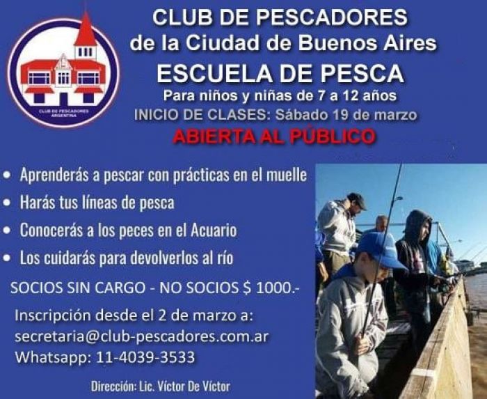 El 19 de marzo comienza un nuevo ciclo de la Escuela de Pesca para Niños