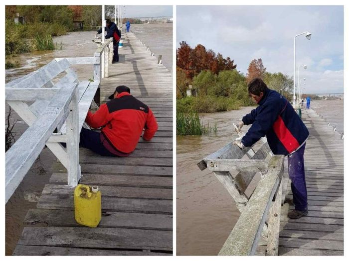 Trabajos de pintura en todo el muelle de la Sede Guazú