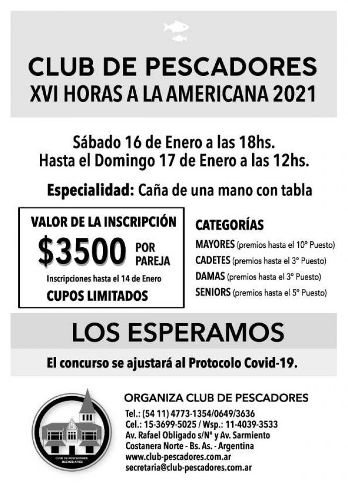 En enero de 2021 se disputará una nueva edición de las 16 Horas a la Americana del Club de Pescadores