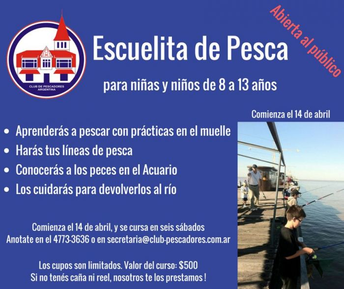 El 14 de abril inicia un nuevo curso de la Escuela de Pesca para Niños