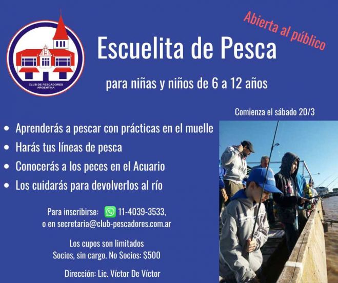 El 20 de marzo comienza un nuevo ciclo de la Escuela de Pesca para Niños