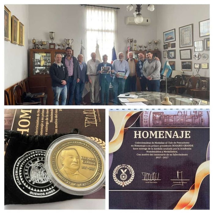 Socios del Centro Numismático Buenos Aires nos obsequiaron una medalla conmemorativa por el centenario de nuestro primer Presidente