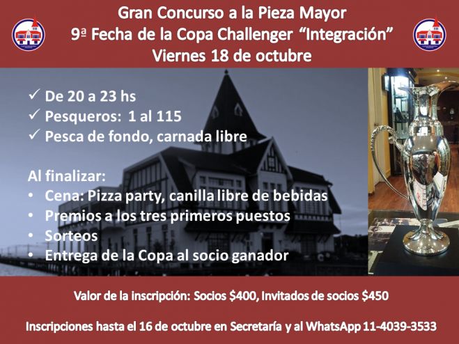 El viernes 18 de octubre realizaremos una nueva edición del Concurso a la Pieza Mayor